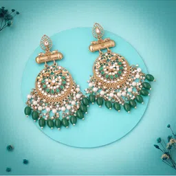 Anouk Gold Plated Artificial Stones Studded and Beaded Contemporary Chandbalis-6