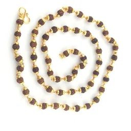 Divine souvenirs Unisex Gold-Plated Rudraksha Beaded Minimal Chain-18