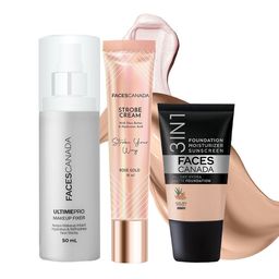 FACES CANADA Set Of 3 Hydra Foundation-18 ml With Strobe Cream-18 ml & Makeup Fixer-50 ml-17