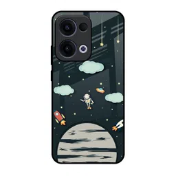 QRIOH Printed Oppo Reno13 5G Astronaut Dream Glass Back Case Mobile Accessories-image-39