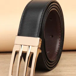 WINSOME DEAL Men Push Pin Closure Textured Formal Belt-image-95