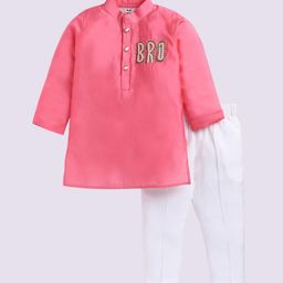 LITTLE COLLARS Boys Solid Silk Kurta with Pyjama-image-39