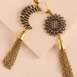 Voylla Gold-Plated Contemporary Mismatched Dangler Drop Earrings-96