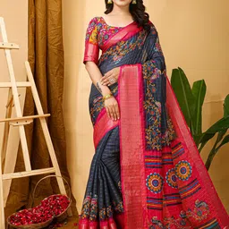 HERE&NOW Floral Zari Art Silk Banarasi Saree-picture-17