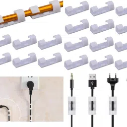 VAAMnational Self-Adhesive Cable Clips Organizer Drop Wire Holder Cord Management System Round Plastic Cable Cord Management Clips for TV, Home, Office, Wall, Cubicle, Desk, car Cable Protector-image-34