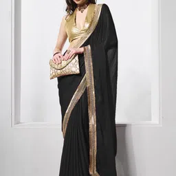 Kalista Sequinned Chiffon Saree-image-17