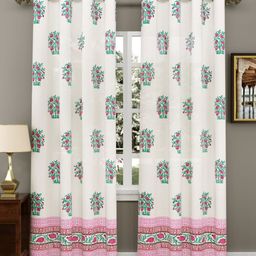 Myntra Elegant Homes Green & White Set of 2 Ethnic Motifs Door Curtain-27