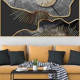 DEKORSTATION Beige & Black Abstract Printed Canvas Wall Art-10