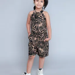 ZACKBEE Girls' Sleeveless Halter Neck Playsuit with Pockets-56