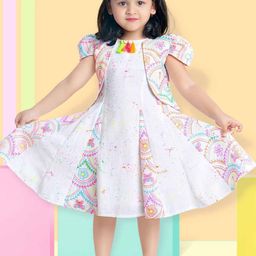 Lagorii Girls Floral Printed Cap Sleeve Fit & Flare Dress-picture-32