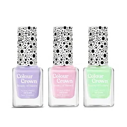 CROWN Set of 3 Longwear Glossy Finish Nail Polish- 10 ml Each - Pastel Bliss-9