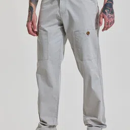 Snitch Men Light Grey Mid-Rise Relaxed Fit Trouser-image-52