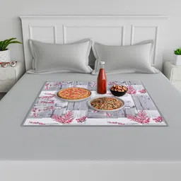 Kuber Industries Grey & Pink Floral Printed Food Mat-51