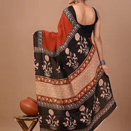 Crafts Moda Block Printed Mulmul Cotton Saree image 3