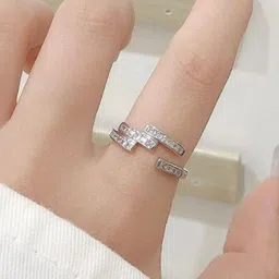SALTY Silver-Plated Stone Studded Finger Ring-2