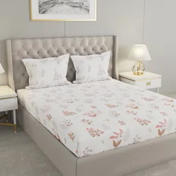 Raymond Home White & Purple Printed Cotton 200 TC King Bedsheet 2.75 m x 2.75 m-picture-33