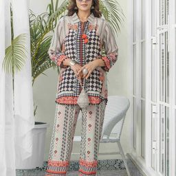 Sangria Geometric Printed Tunic With Trousers Co-Ords-picture-1