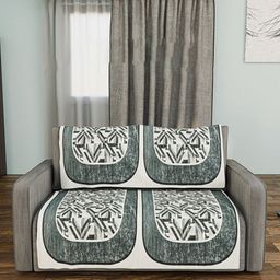 Aura Grey & White Printed Velvet 4 Piece Sofa Cover-image-17