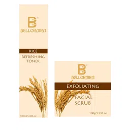 BELLOKAIRA Set Of 2 Rice Refreshing Toner- 100 ml & Facial Scrub- 100-12