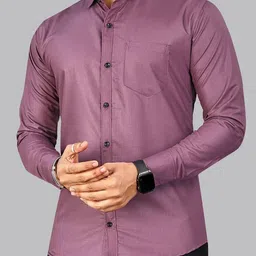 IKON FASHION Men Original Fit Solid Spread Collar Cotton Casual Shirt-picture-3