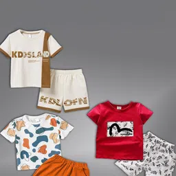 BAESD Unisex Kids Pack Of 3 Printed T-shirt with Shorts-31