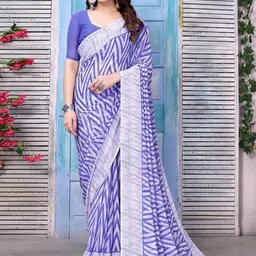 Styleveda Poly Georgette Block Print Saree-image-11