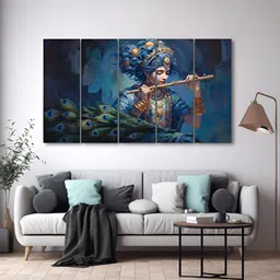 The Castle Decor Blue & Green 5 Piece Wood Other Wall Paintings-picture-11