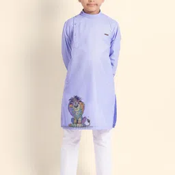 DEVOILER Boys Ethnic Motifs Printed Thread Work Kurta-5