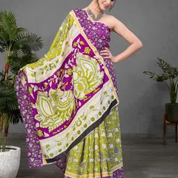 LeeliPeeri Designer Ajrak Hand Block Print Saree image 3