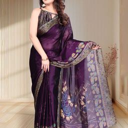 MAGNEITTA Floral Printed Pure Chiffon Saree-image-32
