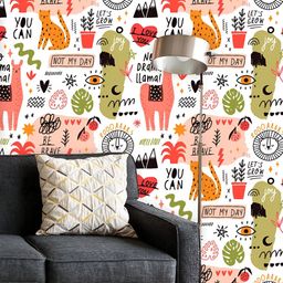 ArtzFolio Printed UV-Resistant Anti-Bacterial Hand Drawn Animals Doodle Peel & Stick Wallpaper-image-56