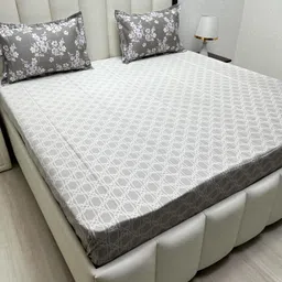 Pure Decor Royal Majestic Grey & White Geometric 330 TC King Bedsheet Set 2.74 m x 2.74 m-image-84