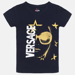 YOUNG BIRDS Girls Printed V-Neck Raw Edge T-shirt-image-20