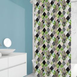 ArtzFolio White & Pink Floral Printed Waterproof Shower Curtain-image-100