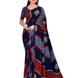 shree krishna fashion Beads and Stones Poly Georgette Saree-image-35