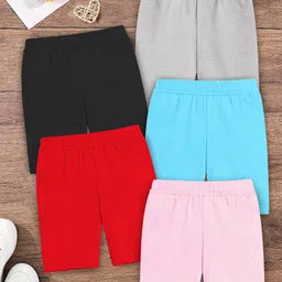 YK X Trampoline Girls Pack of 5 Slim Fit Cycling Sports Shorts-image-97
