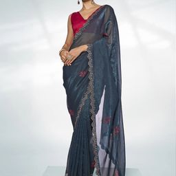 Mitera Embellished Beads and Stones Organza Saree-picture-31