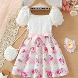 BAESD Floral Print Puff Sleeve Layered Fit & Flare Dress-picture-43