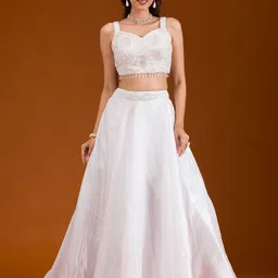Koskii Embellished Beads and Stones Satin Ready to Wear Lehenga & Blouse With Dupatta-picture-40