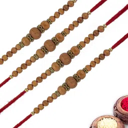 MEIRA JEWELLERY 4-Pcs Stone Studded Rakhi With Roli Chawal & Greeting Card-image-30