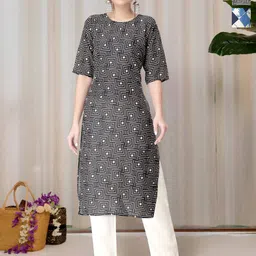 HERE&NOW Selection Of 2 Geometric Printed Round Neck Straight Kurtas-10