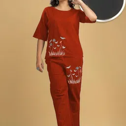 BLUE KART Printed Round Neck Top With Trousers-image-78
