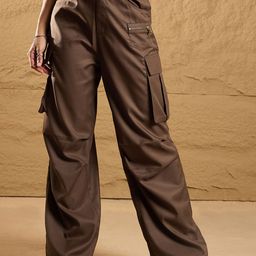 SASSAFRAS Women Comfort Straight Fit High-Rise Cargos Trousers-picture-41