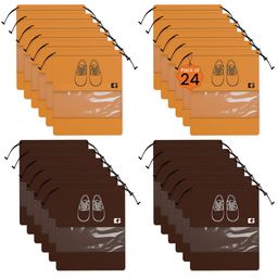 Kuber Industries Coffee Brown & Orange Colored 24 Pieces Printed Regular Shoes Organisers-21