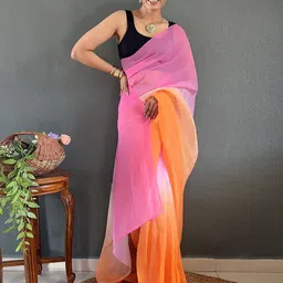V3 FASHION STUDIO Ombre Ready to Wear Pure Georgette Saree-picture-34