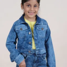 KiddoPanti Girls Washed Crop Denim Jacket-32