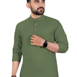 BHUVIKOO Men Khaki Kurtas-image-108