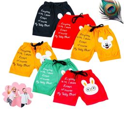 MINIMAMA Kids Pack of 6 Cotton Printed Regular Fit Shorts-image-48