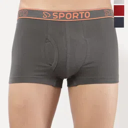 Sporto by Macho Men Pack Of 4 Cotton Short Trunks Sprto_M1022-CH1-G1-N1-R1-L-Multi-picture-28