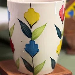 ARAVALII White & Yellow Crafted Ceramics Printed Ceramic Glossy Mugs Set of Cups and Mugs-image-6
